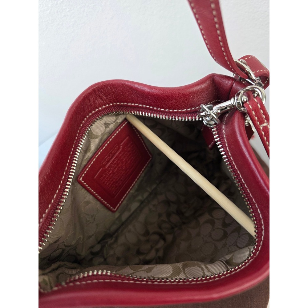 Coach Legacy Demi Mini Hobo Bag Y2K red leather contrast stitching silver-tone - Picture 8 of 15
